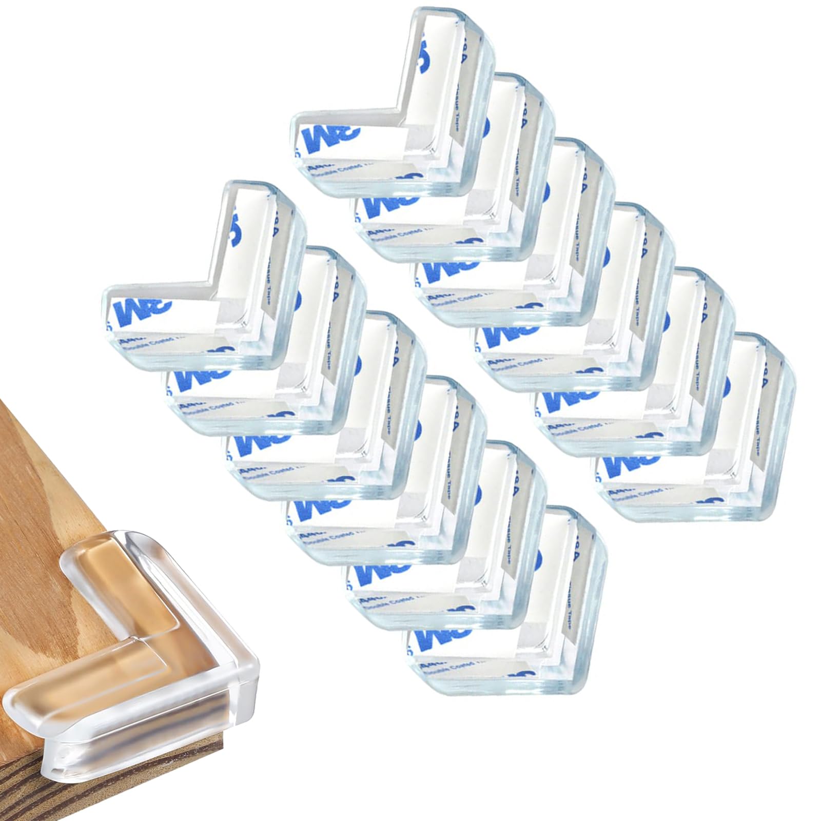 Duomama Baby Proofing Corner Guards - 12 Pack L Shape Furniture Safety Bumpers for Sharp Edges, Table & Furniture Corner Covers Protectors with Cushion - Easy Installation for Childproofing