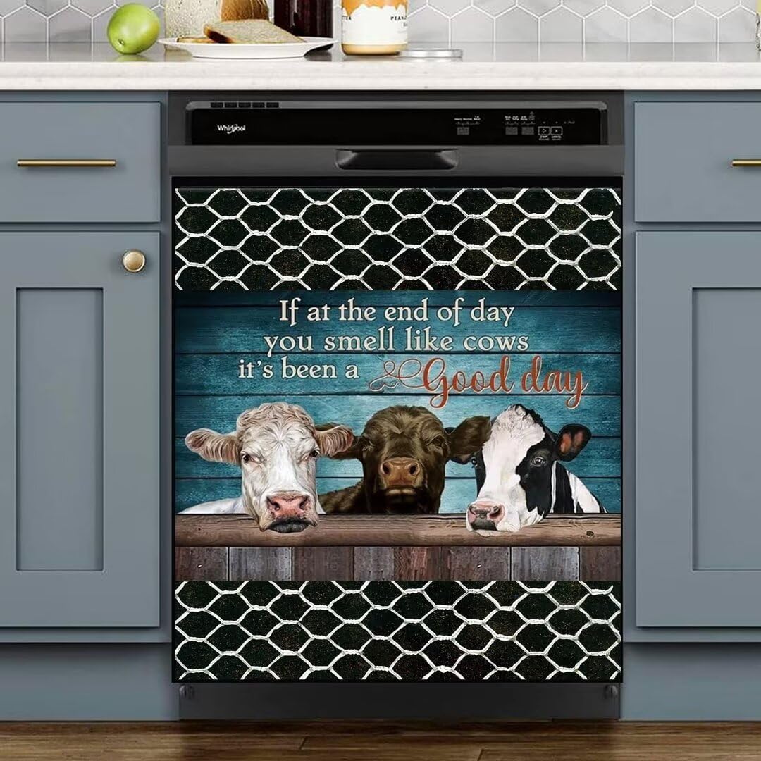Cute Cows Dishwasher Door Sticker Farmhouse Animal Kitchen Decor Dishwasher