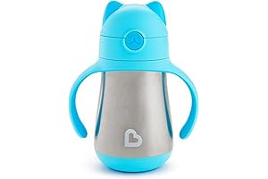 Beaba Cool Cat™ Toddler Sippy Cup with Straw, 8 Ounces, Stainless Steel,...