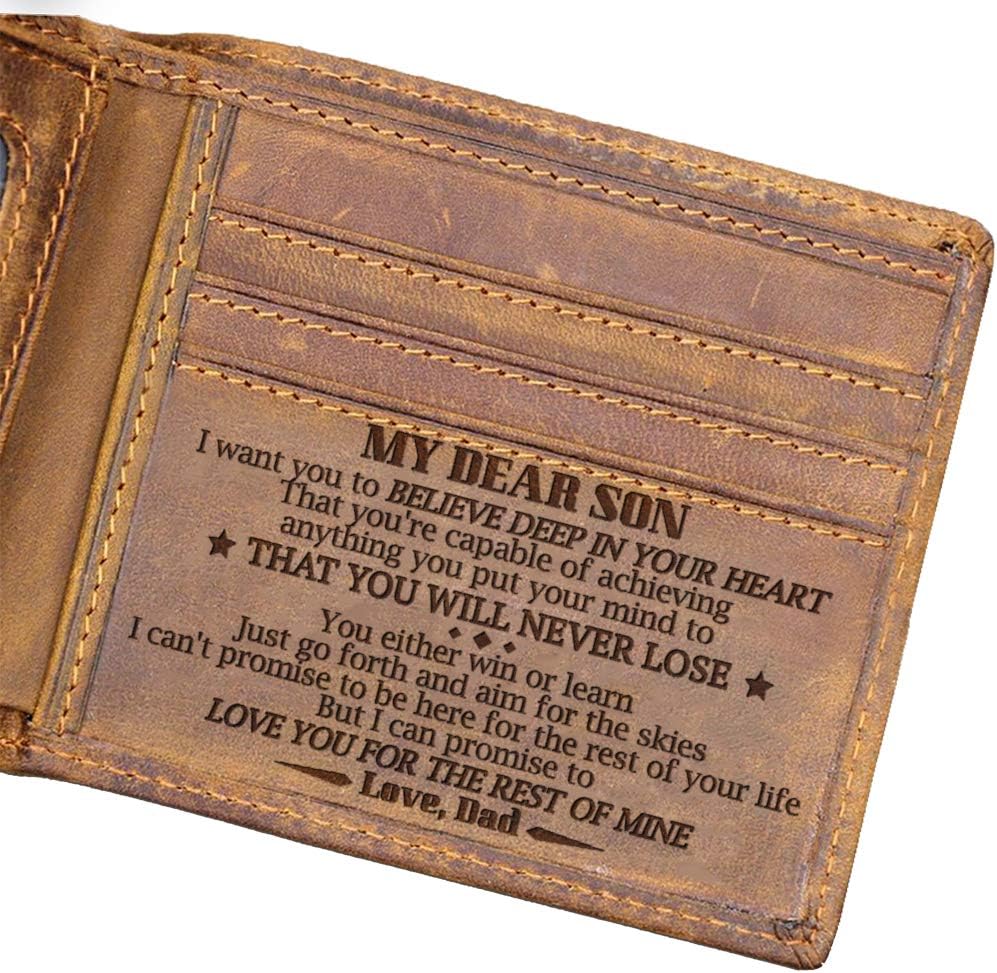 Leather RFID Bifold Wallet for Men - Unique Father & Son Gifts for Christmas, Birthdays, Anniversaries & Graduations