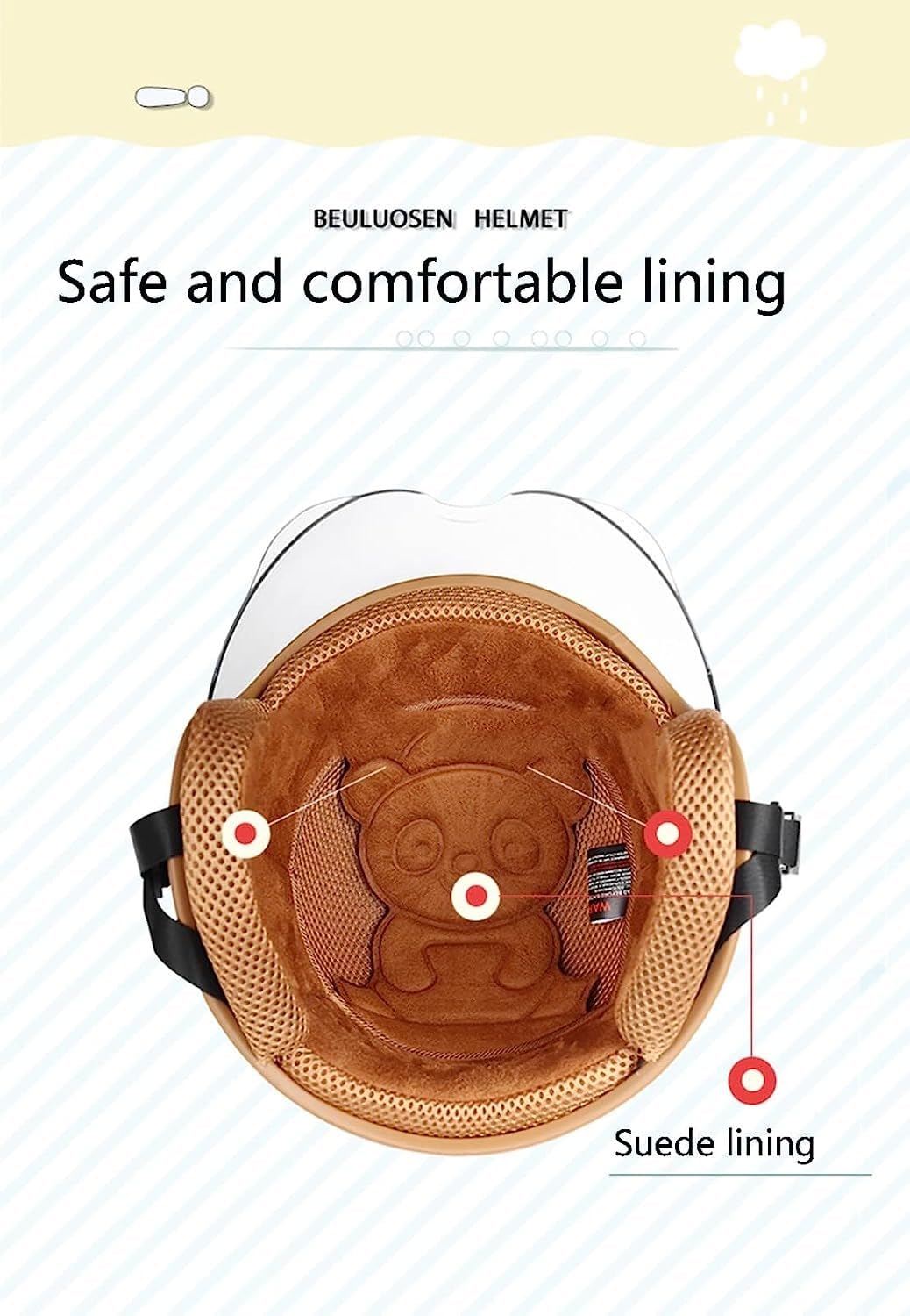 Casco De Motocicleta Retro Para Niños, Medio Casco Eléctrico De Cara Abierta 3/4 Para Niños Jóvenes, Protección De Seguridad Para Patinetas Y Patinetas Para Niños Estándar DOT/ECE B,55-57cm