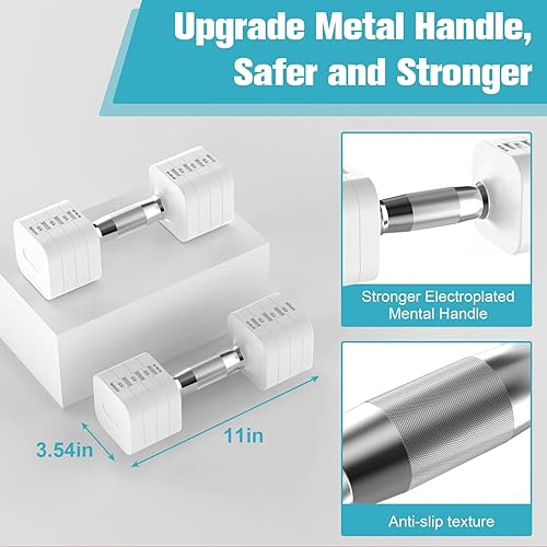 Miniatura 4 de Juego de mancuernas ajustables de 22 libras, mancuernas de peso ajustable con 4 niveles de 4.4 libras, 6.6 libras, 8.8 libras, 11 libras, juegos de