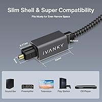 Vista 7 de Cable de audio óptico IVANKY, cable de fibra óptica Toslink de 10 pies, cable de audio óptico digital S/PDIF para barra de sonido, sistemas estéreo