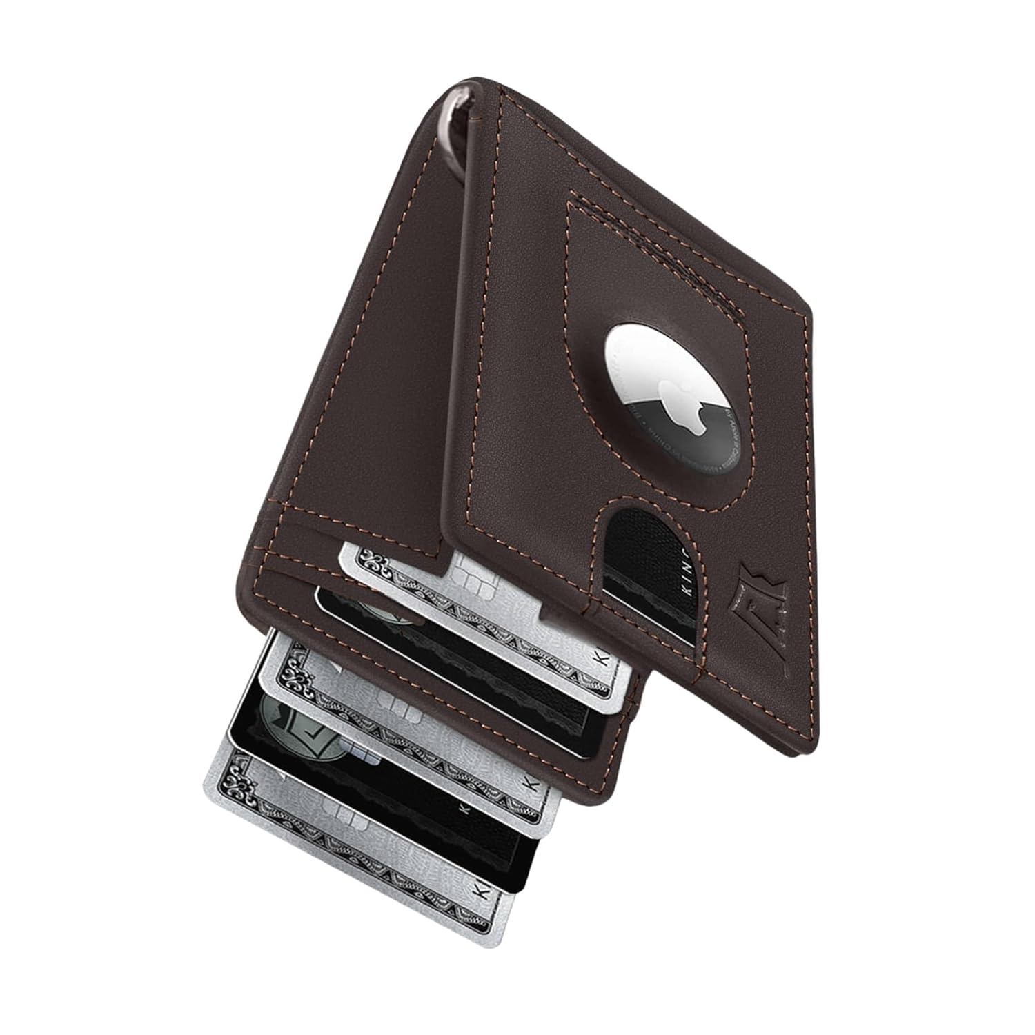 Kings Loot Trackable Airtag Wallet for Men RFID Blocking Leather Design with Airtag Holder Money Clip Pull Tab