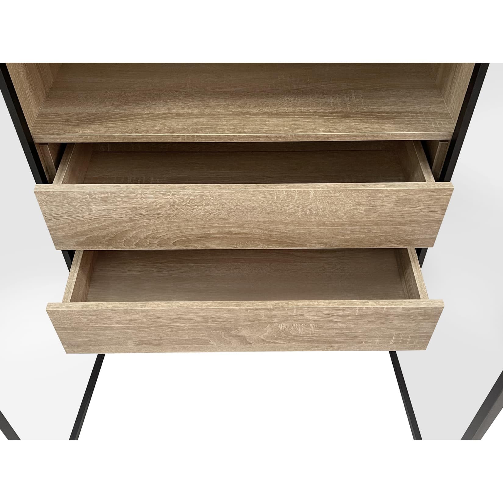 PUGSDRLY Meuble de Salle de Bain,Vitrine en Verre avec LED Réglables,2 Tiroirs,2 Portes Vitrées,Armoire Chambre,Meuble de Rangement,Buffet Cuisine,pour Salon,Chambre,74x36x155 (A)