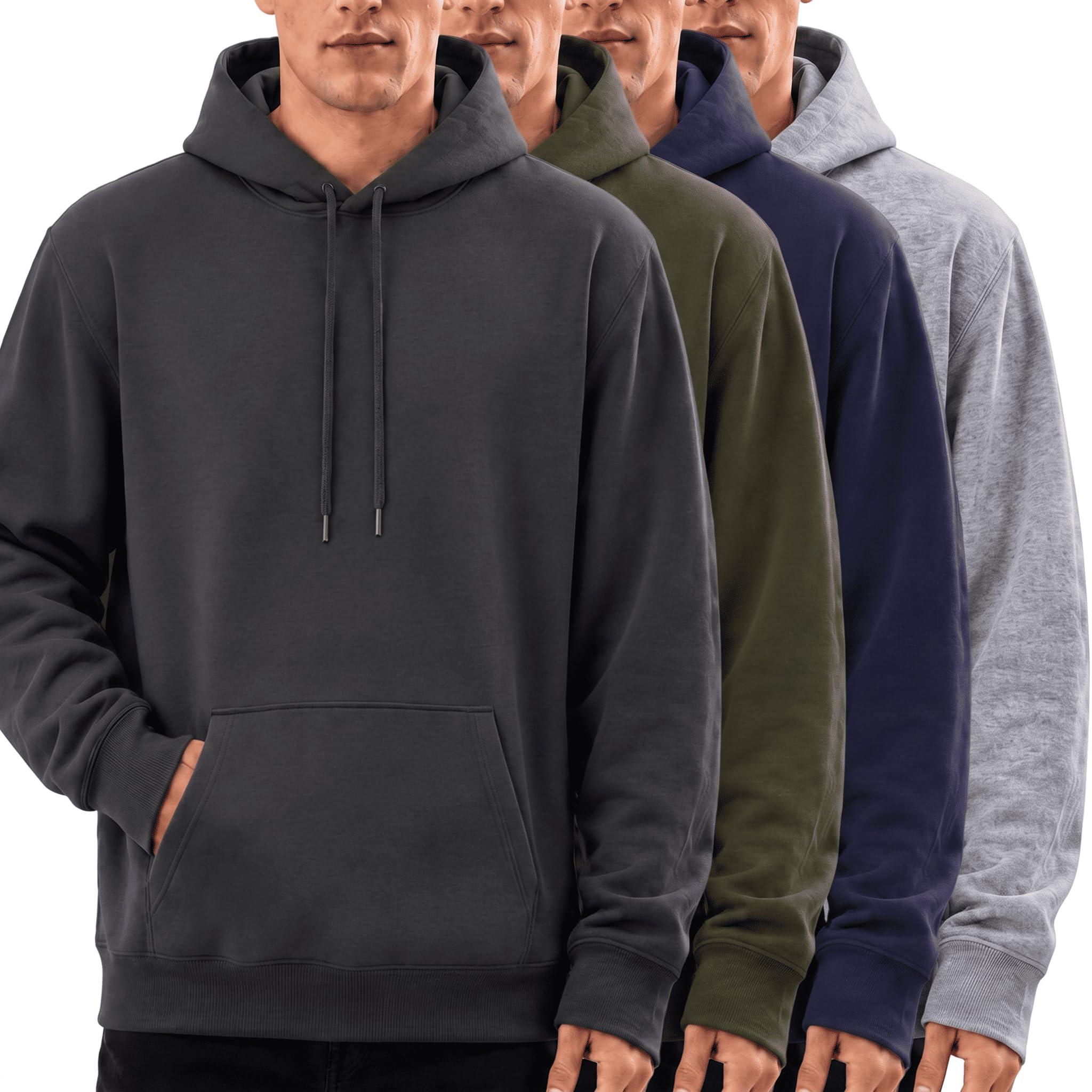 4 Pack Men's Fleece Pullover Hoodies Sweatshirt