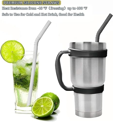 Miniatura 8 de Walfos Pajitas de silicona reutilizables, de 10.5 pulgadas, flexibles, flexibles, para batidos, vasos de 20 y 30 onzas, sin BPA (6 piezas de ancho +