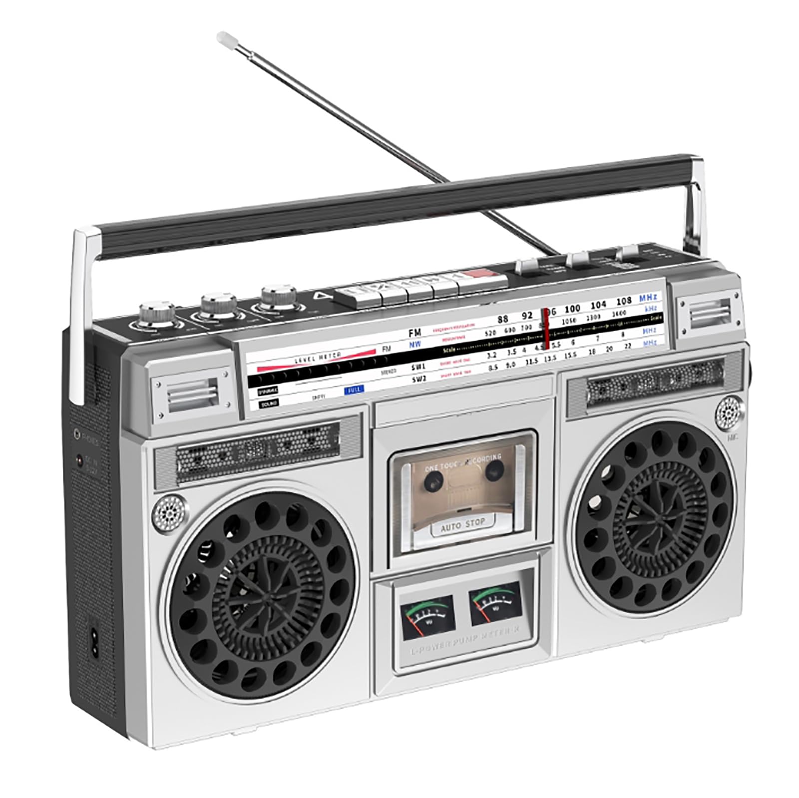Boombox con lettore cassette retrò con Bluetooth e riproduzione USB - Include funzione di registrazione per raduni familiari e viaggi