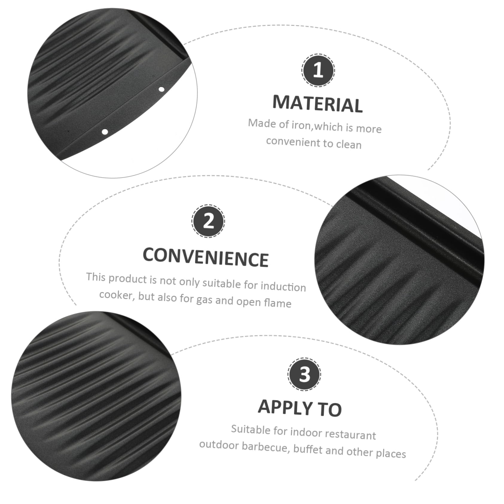 LIFKOME Padella Grill Antiaderente in Ferro, Induction Pan per Barbecue e Buffet, Riscaldamento Uniforme e Facile da Pulire per Ristorante Indoor