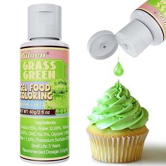 Grass Green Gel Food Coloring - 2-Ounce Concentrated Grass Green Food Coloring Gel for Baking, Cake Decorating, Icing, Cooking - Neon Food Dye for Slime Making, Soap and DIY Crafts