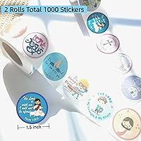 Vista 2 de Calcomanías de la Biblia cristiana para niños, 1000 unidades de 1.5 pulgadas, calcomanías adhesivas de Jesús con citas de las Escrituras cristianas