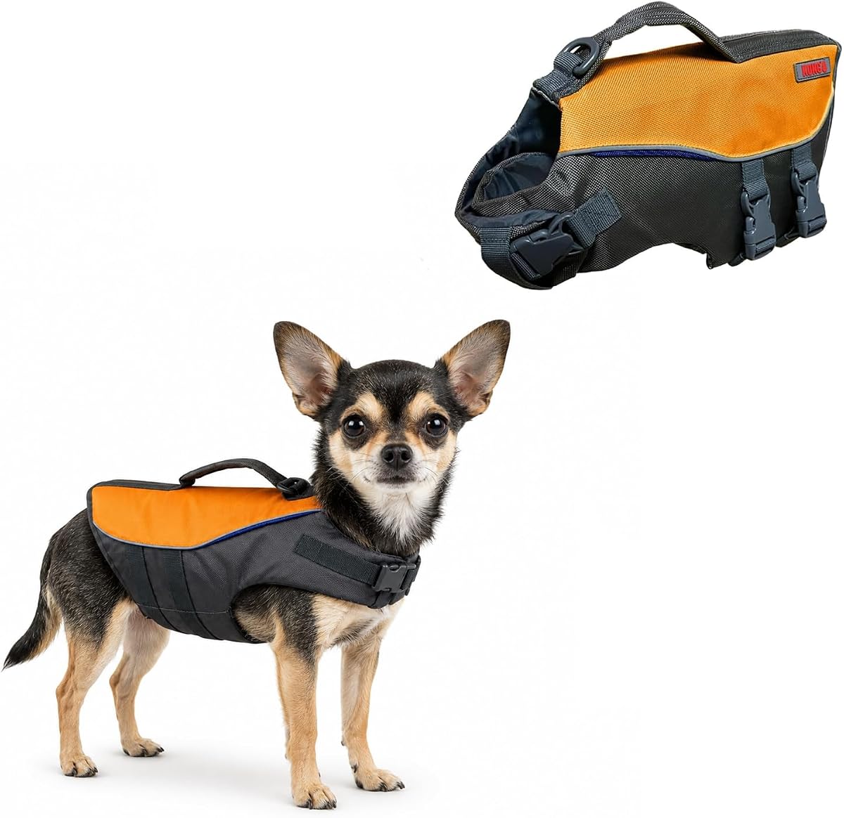 KONG Aqua Pro Chaleco salvavidas de flotación para perros, ayuda para flotar con asa de seguridad, abrigo de alta flotabilidad ajustable, cómodo y duradero (XX-Small)