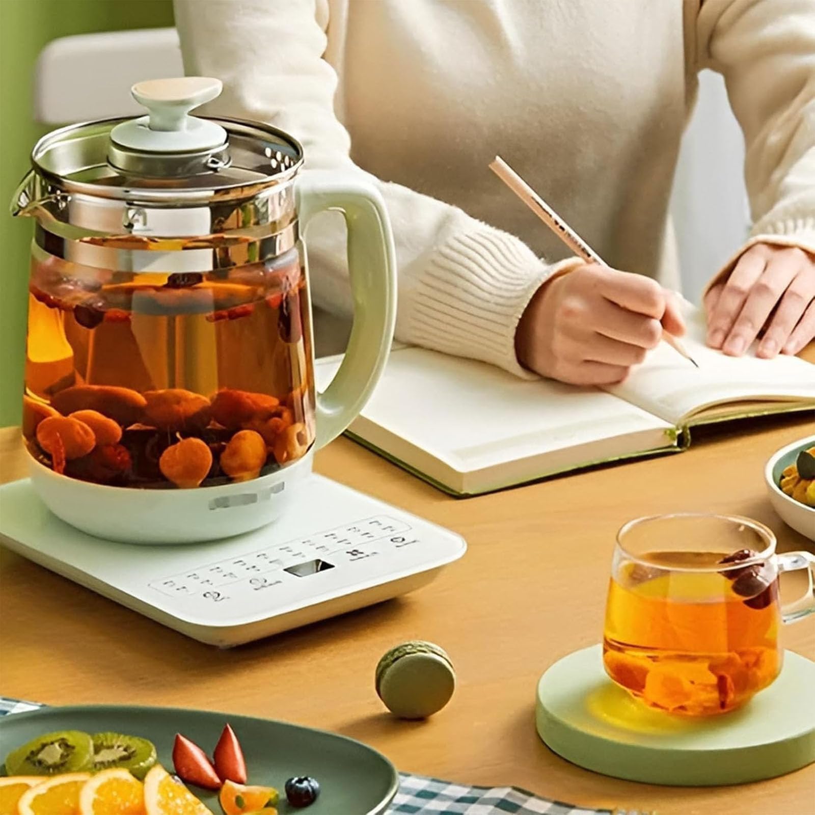 Olla multifunción totalmente automática de 1,8 L con infusor extraíble para oficina y hogar, ideal para preparar té, hervir agua y cocinar gachas. 01, 18 cm * 22,5 cm * 26,5 cm (01 18 cm * 22,5 c