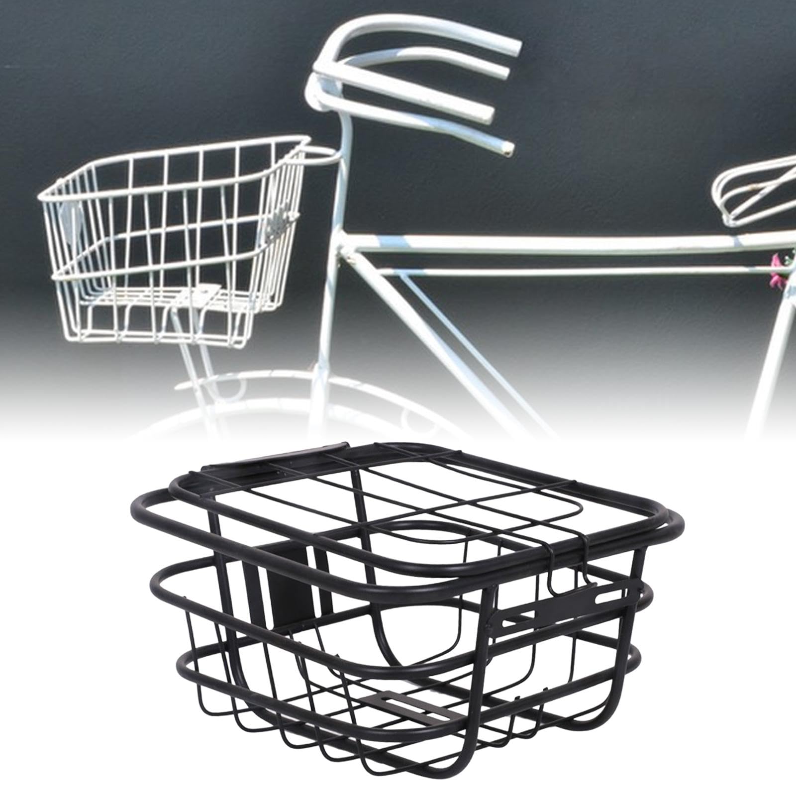 Cestino Anteriore Per Bicicletta F Fityle In Acciaio Inox – 34x26x21 Cm, Portapacchi Robusto Per Bici, Facile Da Montare