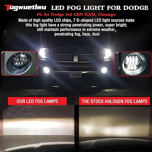 Miniatura 2 de Faros antiniebla LED para Dodge Ram 1500 2002-2008 Ram 25003500 Dodge Durango Pickup Truck nueva versión 2003 2004 2005 2006 2007 2008 2009 negro