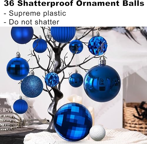 Vista 449 de 18 esferas medianas decorativas navideñas para árbol de Navidad, inastillables, para colgar, color púrpura, 2.5 pulgadas, paquete de 18