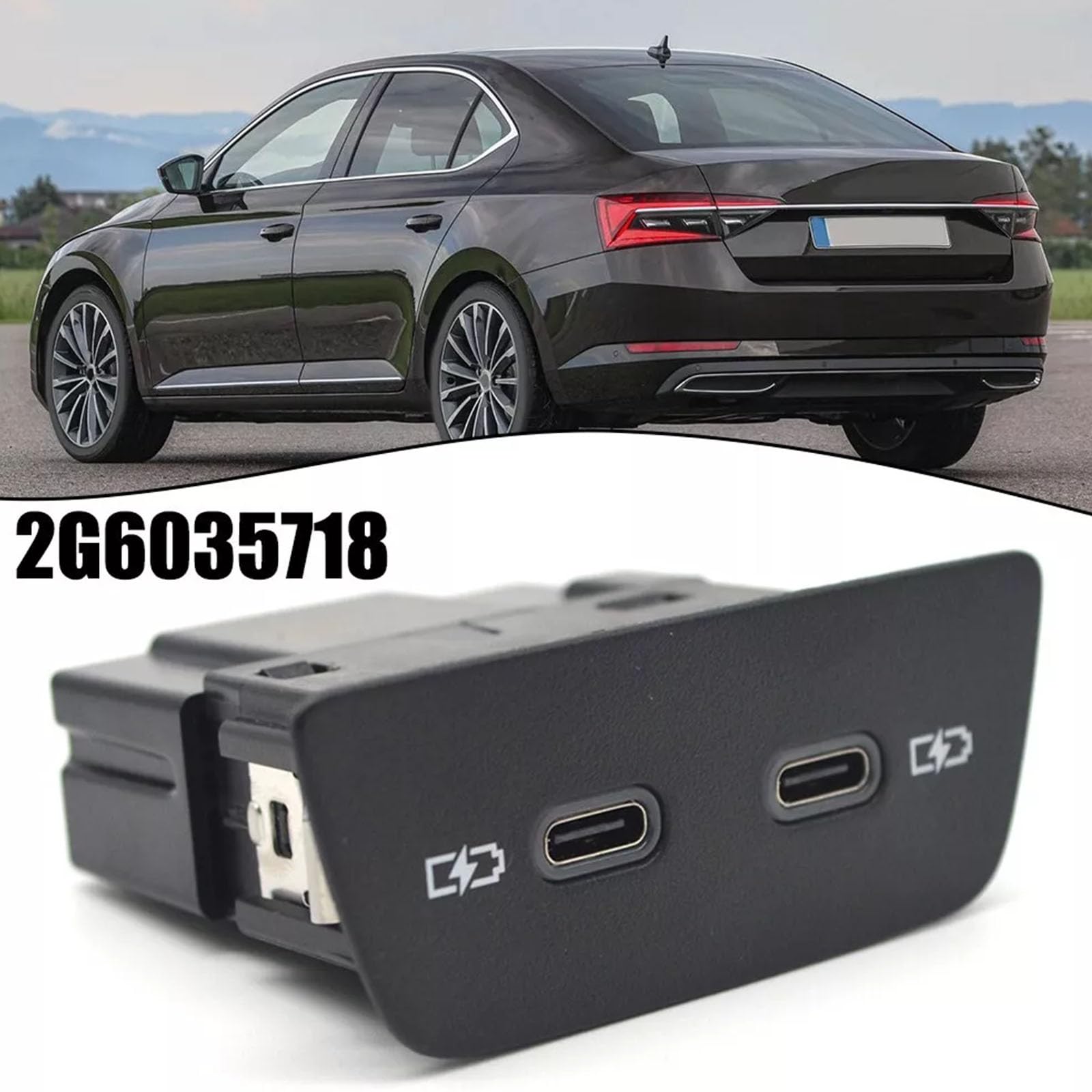 Interfacce di ricarica USB C per MK8 Parte di ricambio 2G6035718 Doppio Tipo Port Accessori Automotive Pannello USB