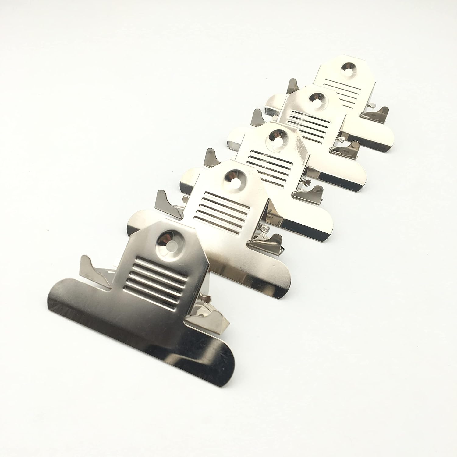 5Pack Metal Clipboard Clips, 5.75 Inches Wide, 3.375 Inches Between Mounting Holes,Grips Mountable Sturdy Strong Springs with Rivets