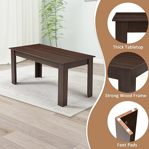 Miniatura 5 de AVAWING Mesa de cocina de madera para 4, mesa de comedor para 6-8 personas, mesas rectangulares grandes de granja, escritorio de madera con patas en