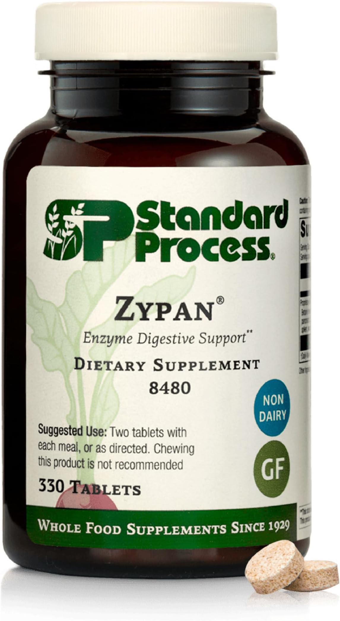 Standard Process Inc. Zypan - Whole Food Digestion and Digestive Health with Pepsin, Betaine Hydrochloride (Betaine HCl) and Pancreatin - Gluten Free - 330 Tablets