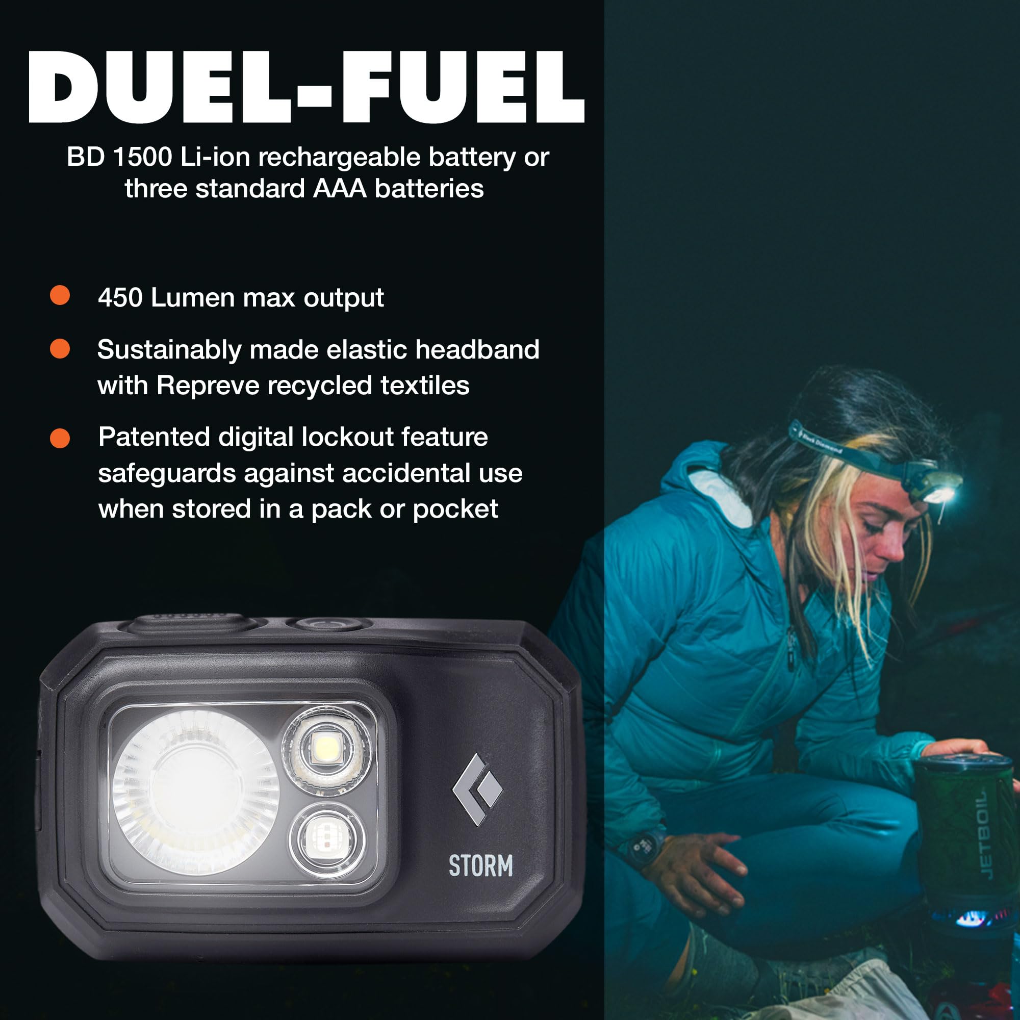 BLACK DIAMOND Equipment Storm 450 Lampe frontale (Noir)
