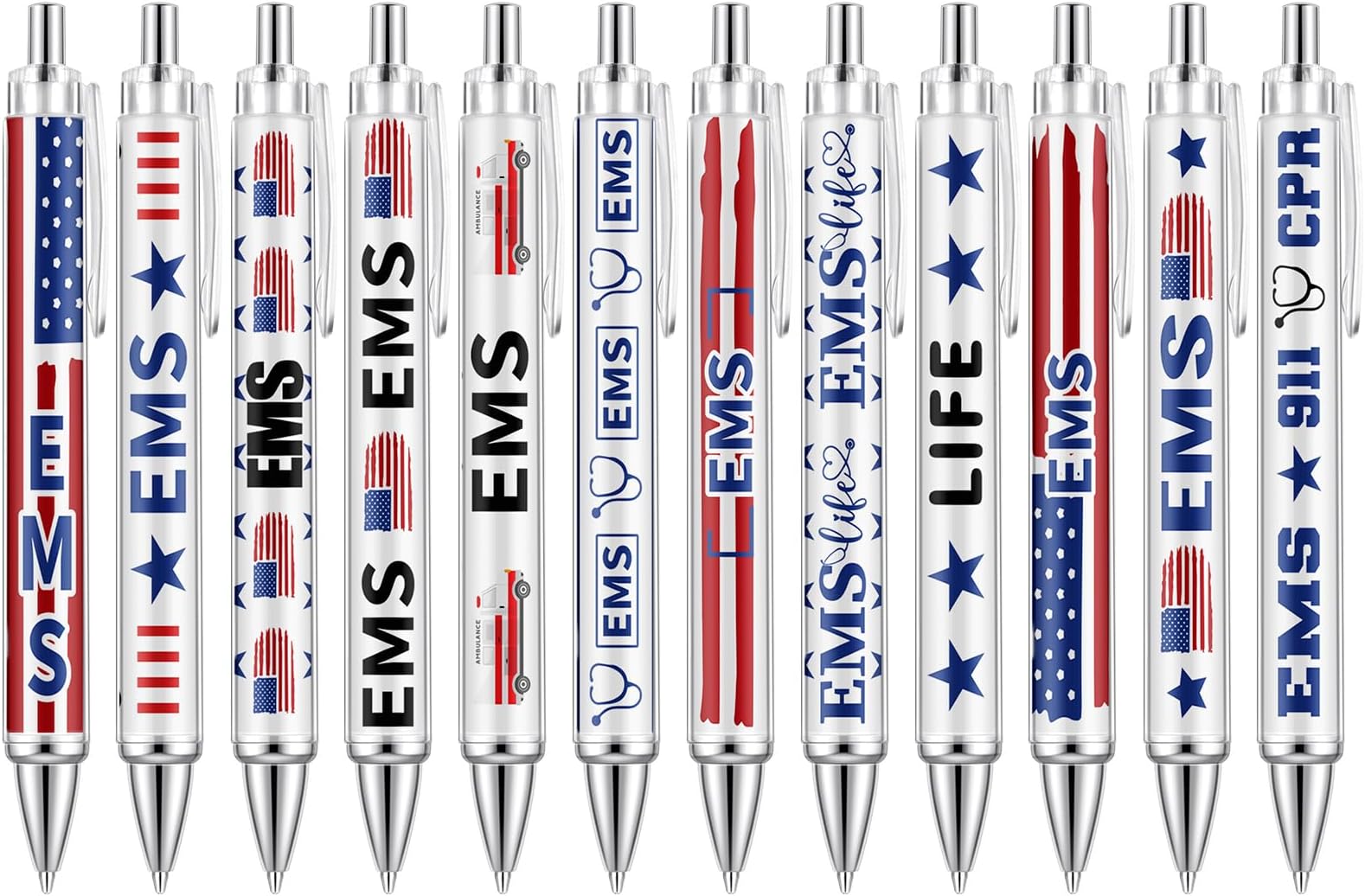 Motipuns 12 Pcs Emergency Medical Services Week Appreciation Gift EMS Gifts Pen for Women Paramedics Ballpoint Pens EMT First Responders Party Favor for Doctor EMS Nurse Graduation Office Accessories