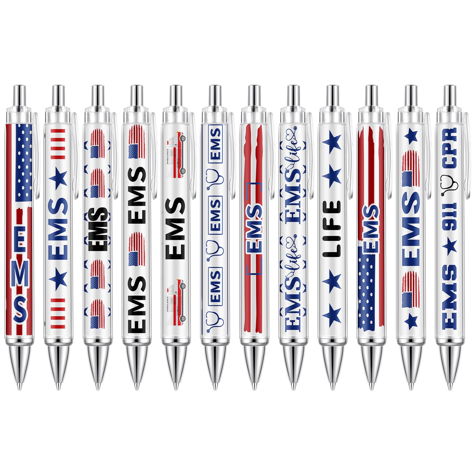 Motipuns 12 Pcs Emergency Medical Services Week Appreciation Gift EMS Gifts Pen for Women Paramedics Ballpoint Pens EMT First Responders Party Favor for Doctor EMS Nurse Graduation Office Accessories