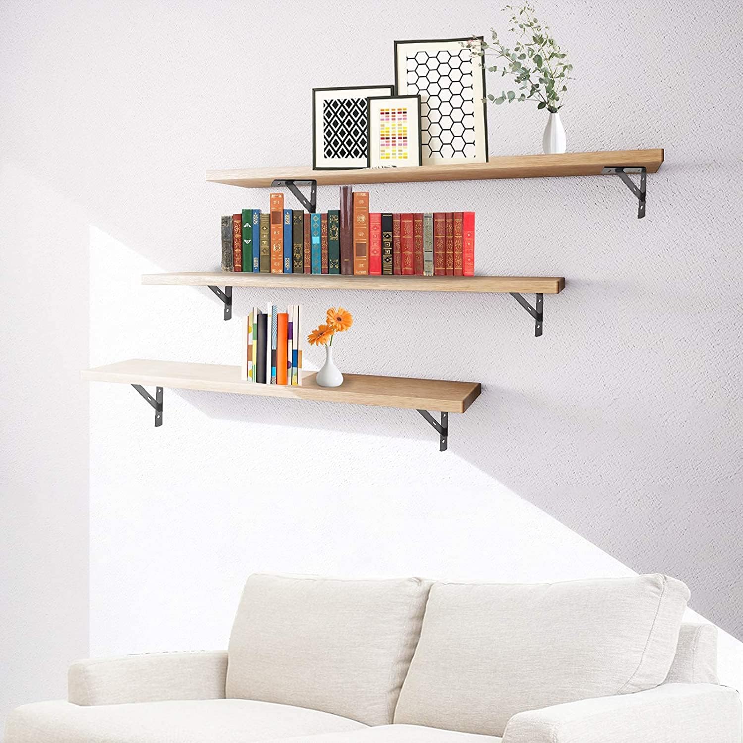 Buy 8 Inch Shelf Brackets, 6 Pack Heavy Duty L Brackets for Shelves, 90