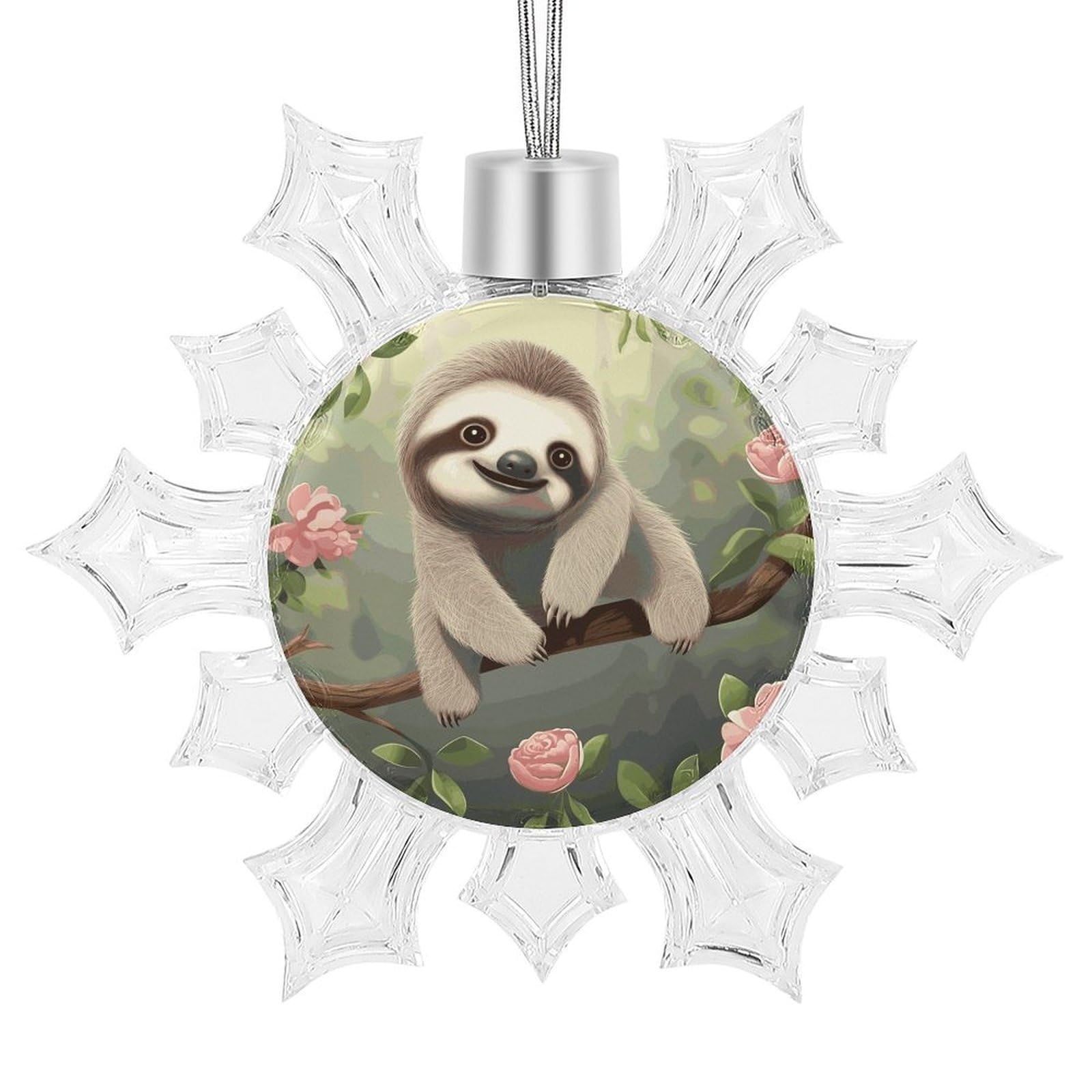 Cute Baby Sloth Snowflake Ornaments Cute Snowflake Pendant Exquisite Christmas Tree Ornaments for Christmas Weddings New Year Birthday Holiday Celebration