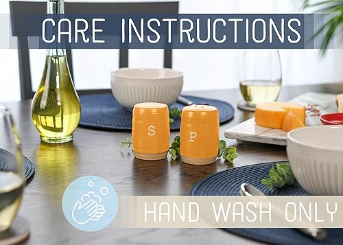 Miniatura 3 de Nat & Jules - Juego de salero y pimentero de cerámica, color naranja quemado, 3 x 2