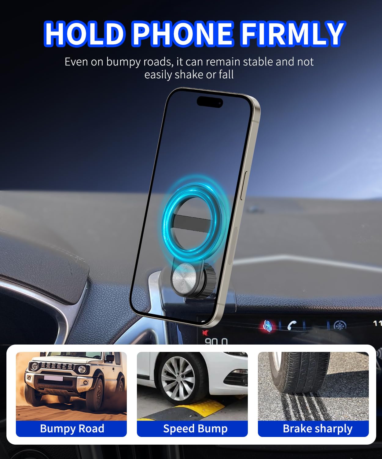 Supporto per telefono da auto per Cadillac SRX 2013 2014 2015 2016, accessorio per auto, compatibile con MagSafe, rotazione a 360°, mani libere, non influisce sulla bocchetta dell'aria