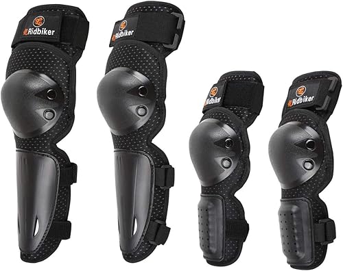 Miniatura 8 de RIDBIKER Espinilleras de motocross para niños y jóvenes, protector antideslizante 2 en 1, coderas, ajustable, equipo de motocross, juego de armadura