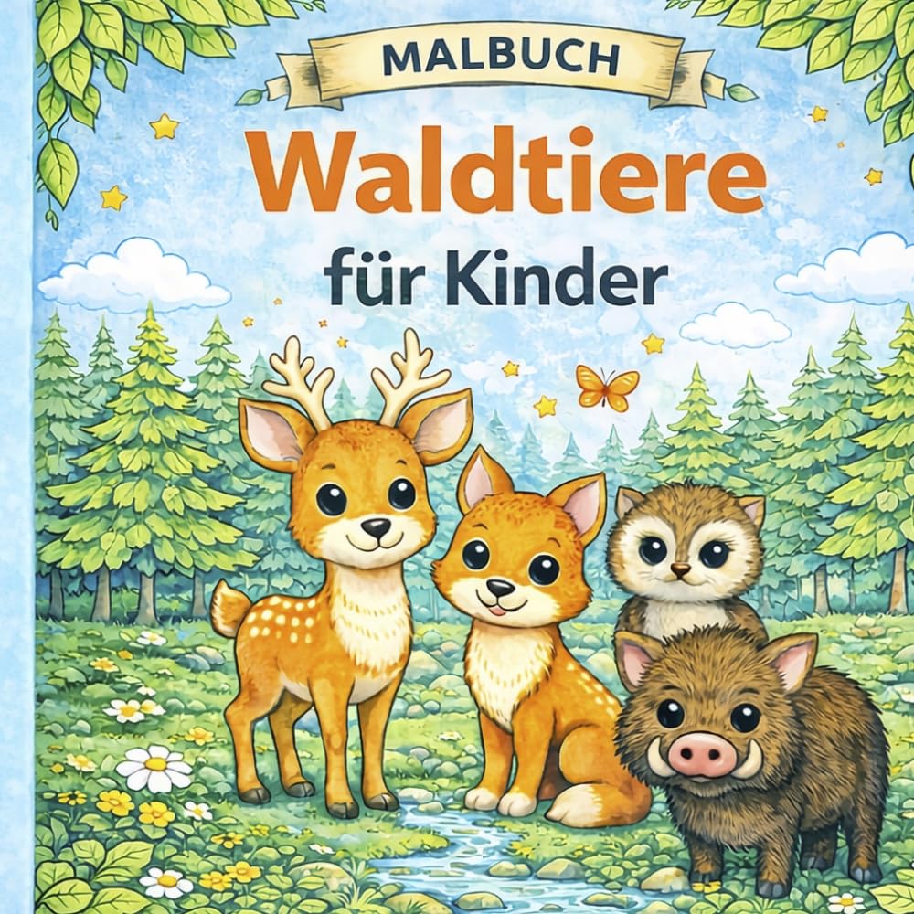 Malbuch Waldtiere für Kinder ab 4 Jahren – Mein erstes Ausmalbuch mit 18 süßen Tieren aus dem Wald: Ausmalbuch für Kleinkinder | Fördert Kreativität ... (Die große Malbuch-Reihe für Kinder)