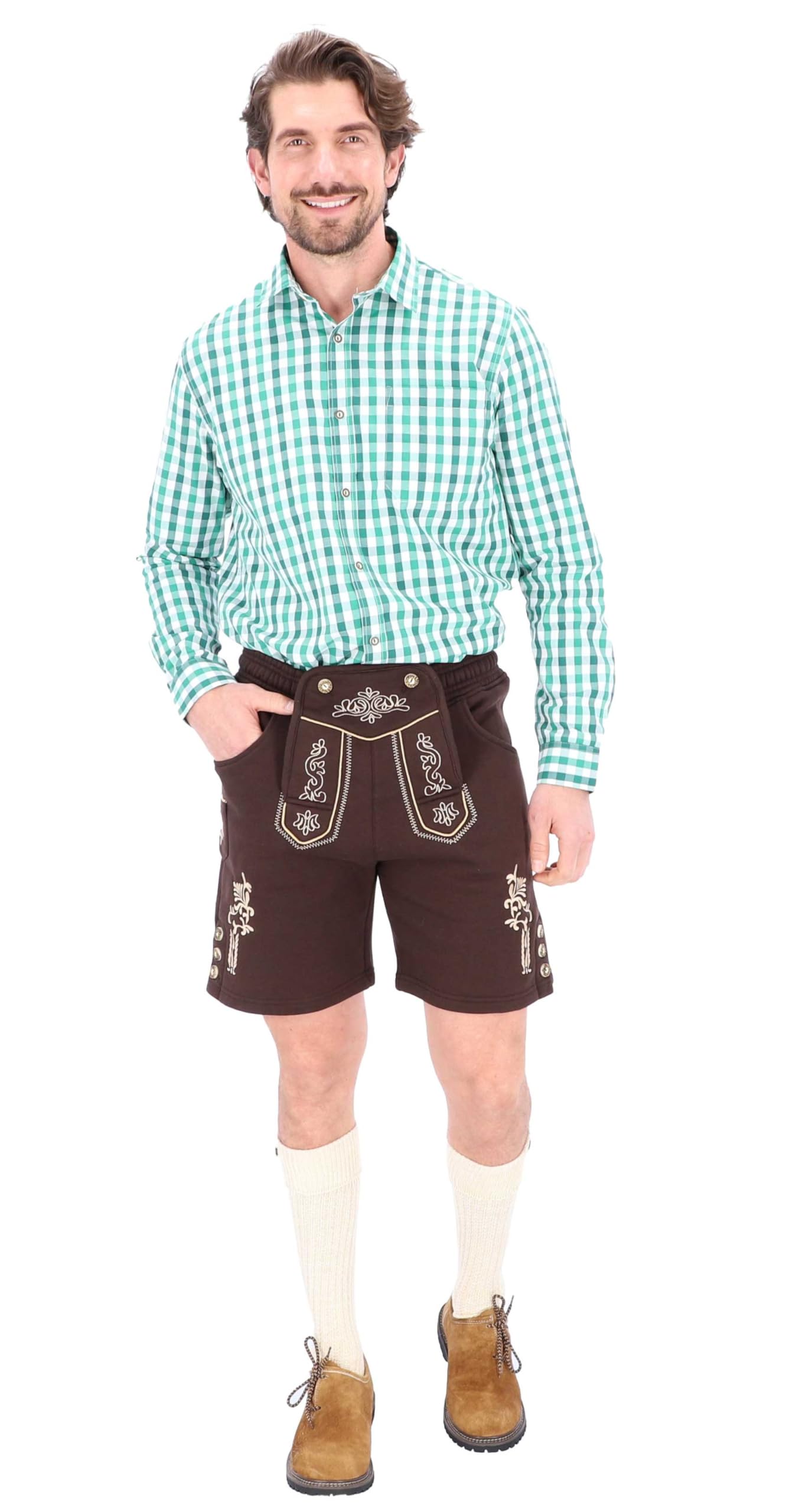 Steigenhöfer Manufaktur Kurze Trachten Jogginghose mit Kordelzug im Lederhosen Look - Moritz - Jogging Lederhose Herren Tracht für Oktoberfest Wiesn und weitere Feierlichkeiten