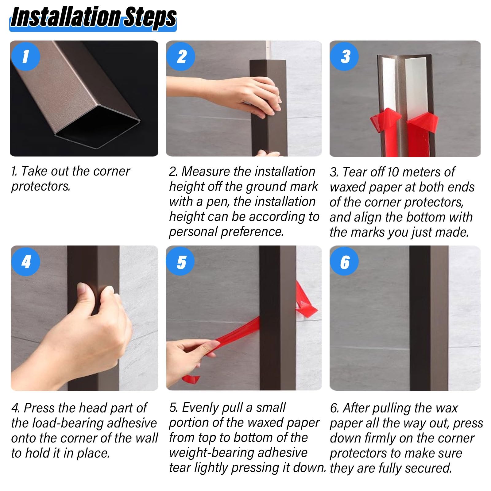 Perfil lleno plano Aluminio Esquinero De Pared De Aleación De Aluminio, Paquete De 2, Protector De Esquinas De Revestimiento Metálico Protector De Esquinas Para Casas Oficinas Escuelas Protección ( Co