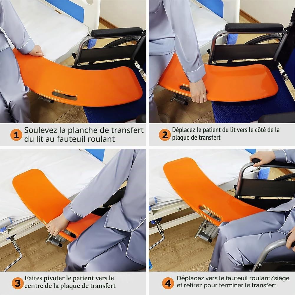 Planche de Transfert pour Fauteuil Roulant, Jusqu'à 200 kg, Aide au Transfert pour Personnes Handicapées pour Fauteuil Roulant, élévateur de Patients, Personnes âgées au Lit, Voiture, Fauteuil Bleu