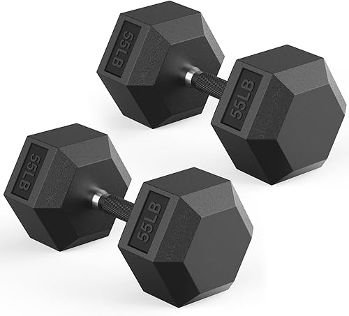 Miniatura 21 de Juego de mancuernas hexagonales de 40 a 575 libras, mancuernas de ejercicio y fitness con revestimiento de goma, peso de mano para entrenamiento de