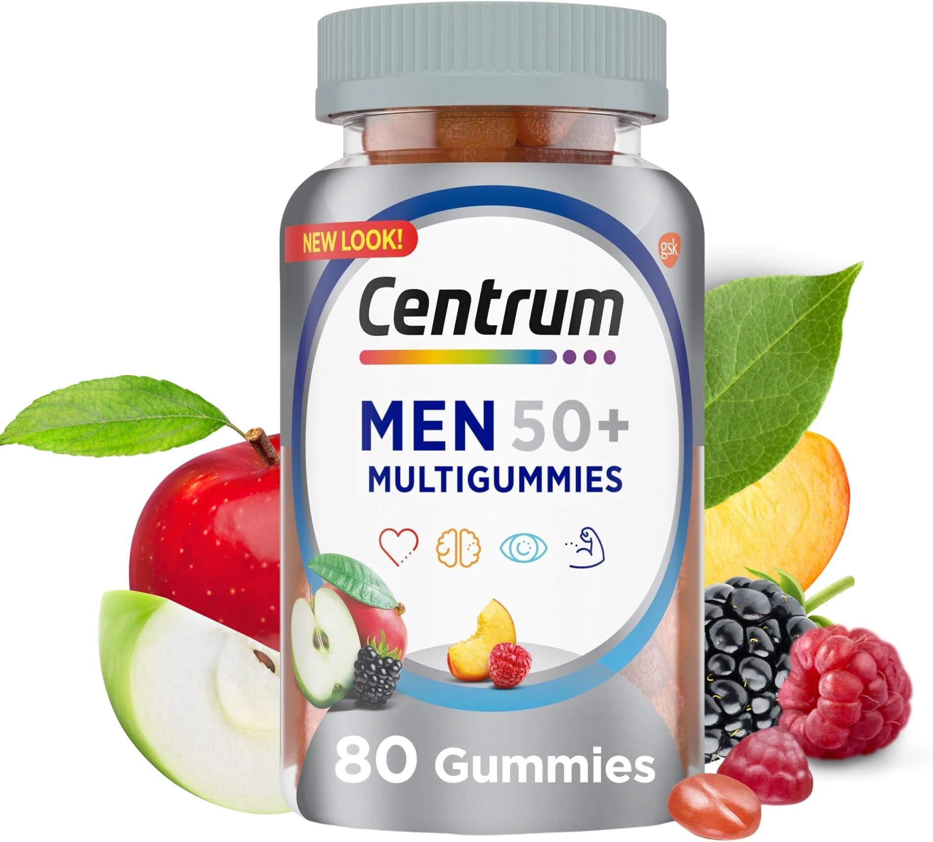 Multigummies, Supplements for Men, Gummy Vitamins for Man 50 Plus Multivitamin, with Vitamin D, B6 & B12, Vitamins and Supplements, Assorted Fruit Flavor, 80 Count Gummies (Men 50+, 80ct)