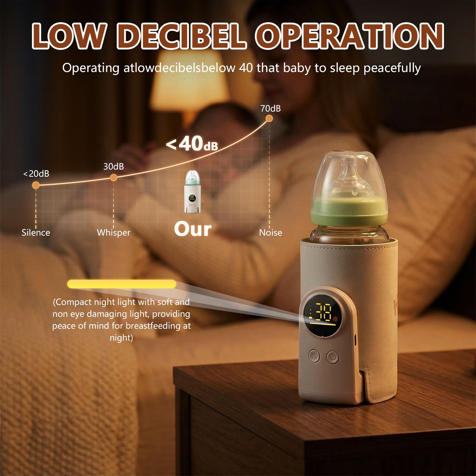 Scaldabiberon Portatile Senza Fili, Scaldabiberon USB con Display LCD Scaldabiberon Regolabile a 6 Velocità, 8000mAh Scalda Biberon Neonato Portatile, Scaldabiberon Baby USB per Viaggi, Aereo e Auto