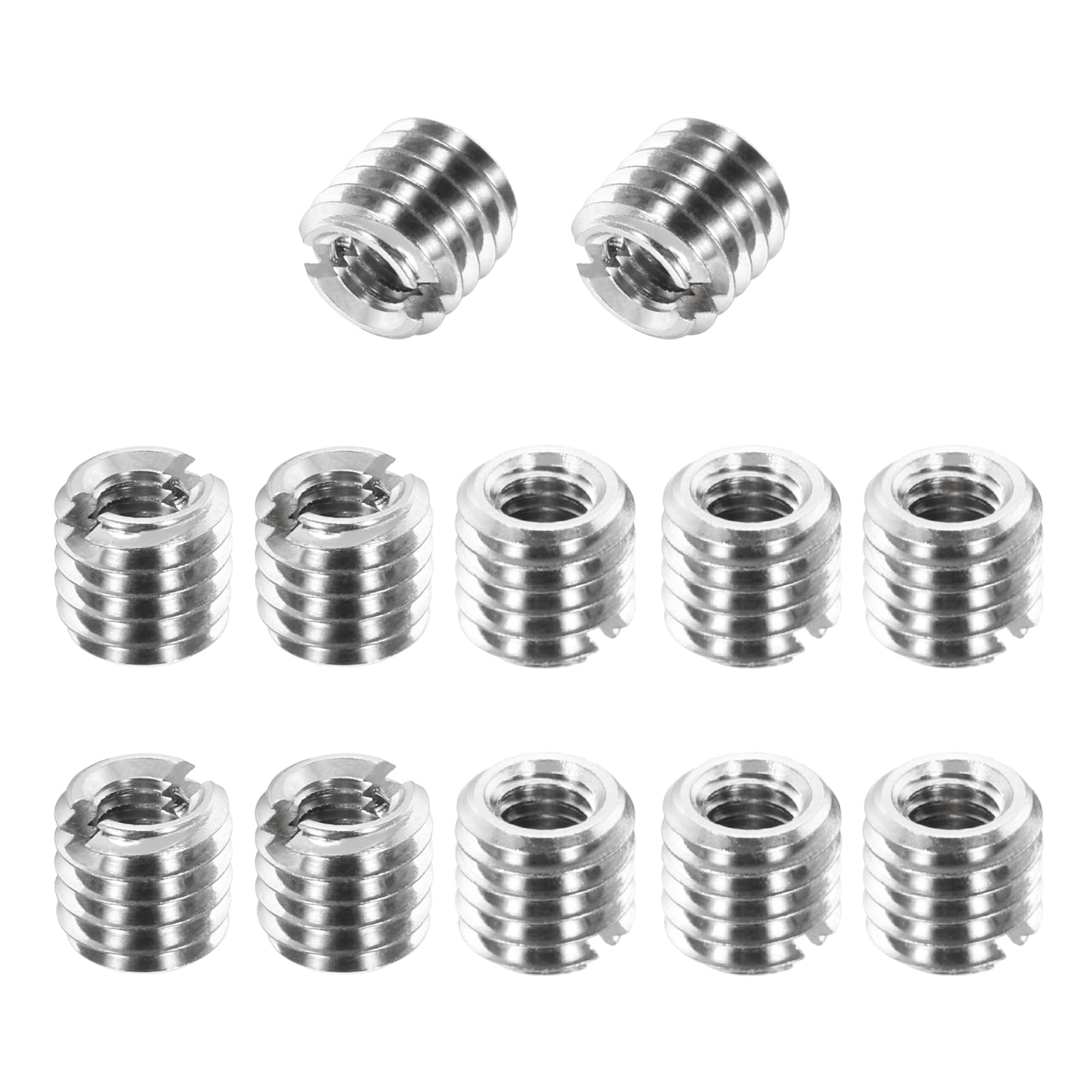 sourcing map 12Pcs 316 Stainless Steel Thread Reducing Nuts, M5x0.8 Male to M3x0.5 Female 4mm Long Metric Repairing Insert Nut Screw Threaded Adapters Sleeve Reducer Conversion Fastener