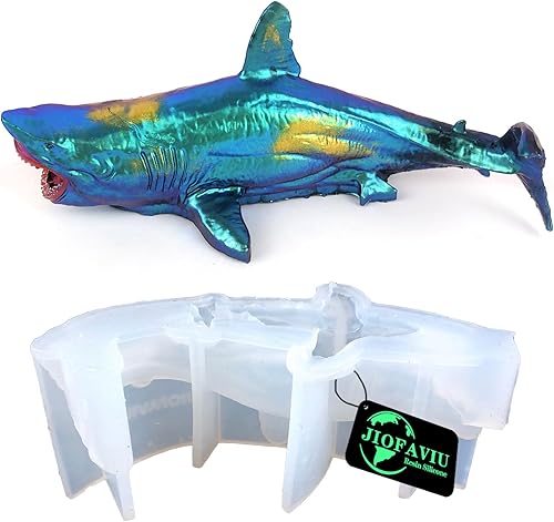 Molde de silicona grande de resina de tiburón 3D, molde de silicona de 6.69 pulgadas para resina epoxi, molde de resina animal único (molde de