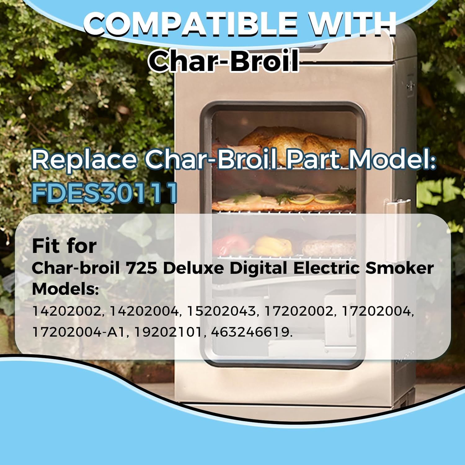 800 Watts Smoker Heating Element Kit Replacement for Masterbuilt & Char-Broil Digital Electric Smokers, Replace 9907090033 or FDES30111