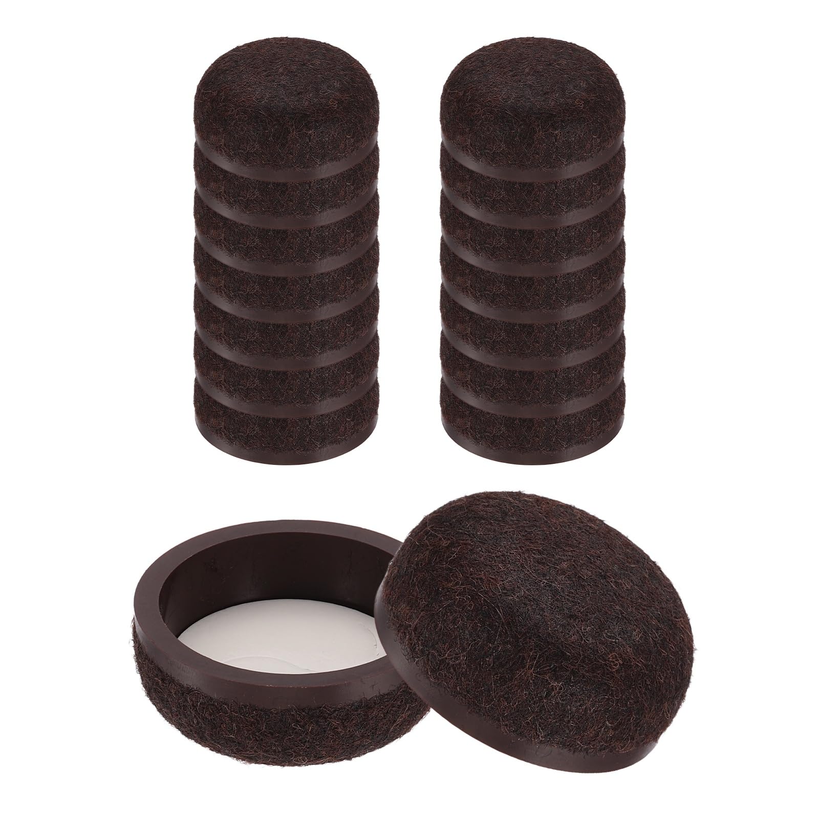 uxcell Furniture Sliders, 16Pcs 1.2" - Formed Felt Round Sliding Pads, Chair Glides for Carpeted Tile Vinyl Hardwood Floors (Brown)