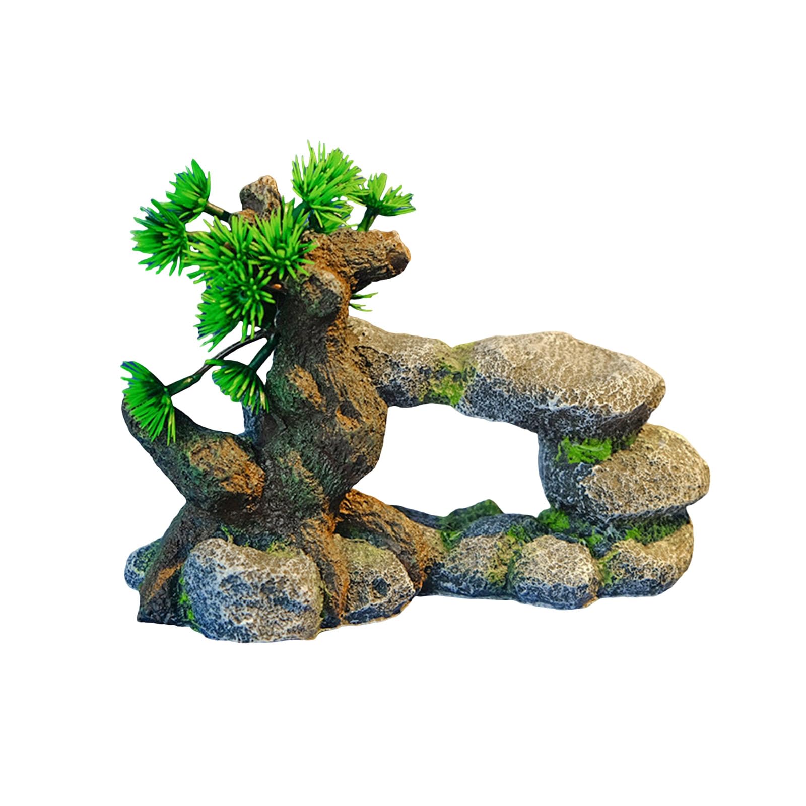 NEWFT Aquariums Artificial Mountain Landscape Arched Cave Figurine Fishtanks Landscaping Accessories for Desktop