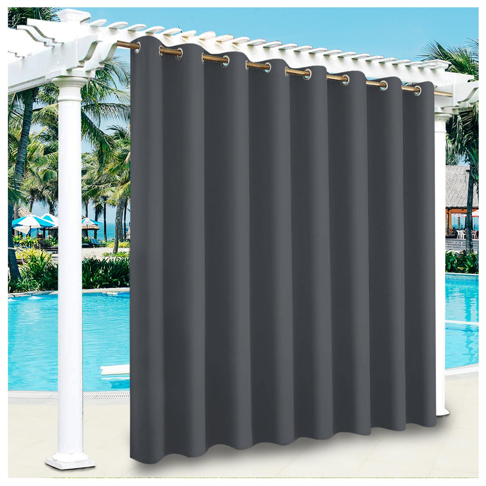 Mewkew Outdoor Curtains for Patio Pergola Garden Waterproof W 196.9"×L 71.7" Heavy Gazebo Curtains for Outdoor Patio, Porch, Sunlight, Backyard