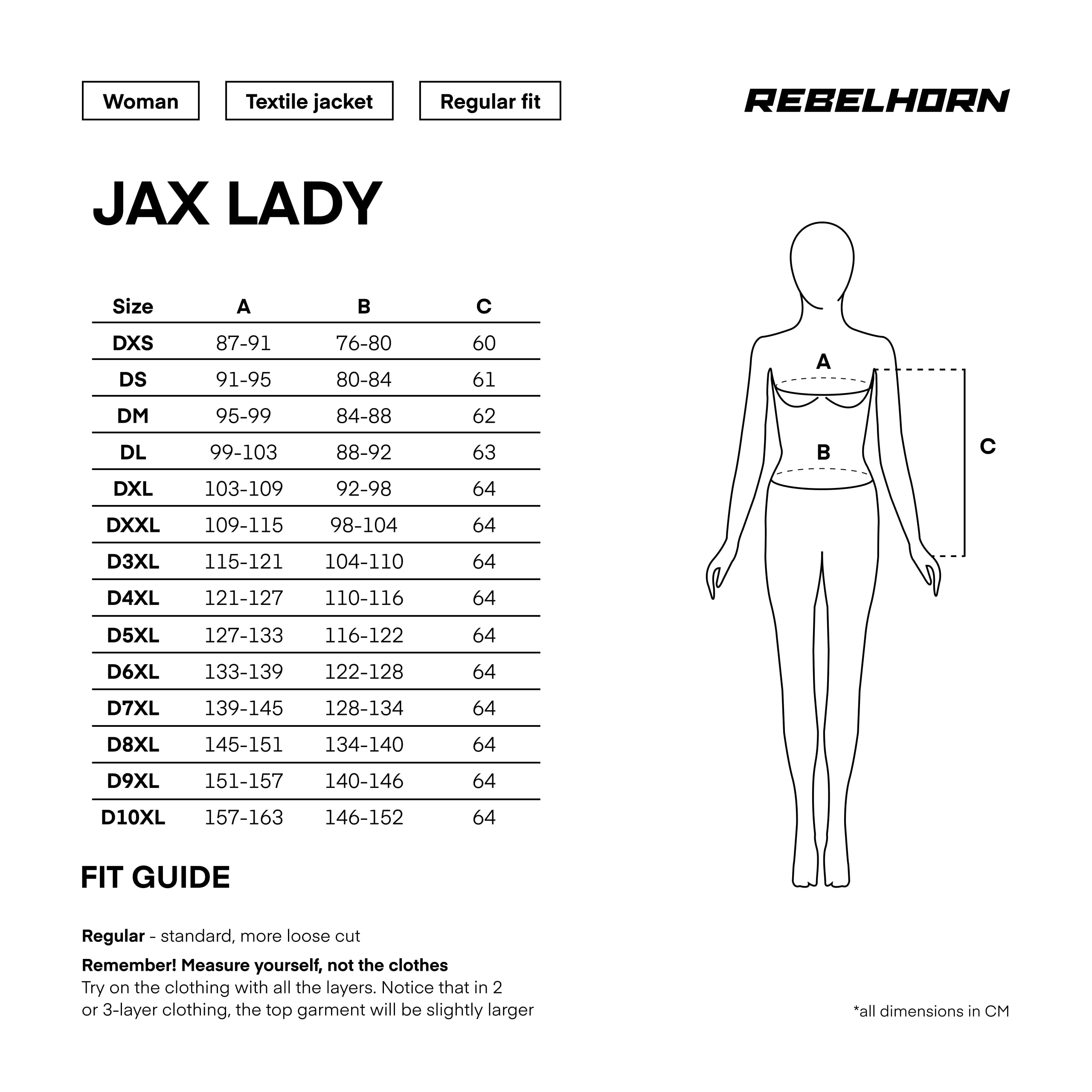 REBELHORN Jax Lady Chaqueta de Moto Mujer | Textil | Protector de Codos, Hombros y Espalda Nivel 2 | Membrana Humax Extraíble | Grandes Paneles de Ventilación de Malla | Tallas hasta 10XL