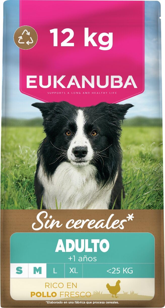 Eukanuba, alimento para Perros sin Cereales con Pollo para Razas pequeñas y Medianas - Alimento seco Premium sin Cereales para Perros Adultos, 12 kg