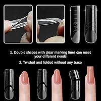 Vista 5 de 120 piezas de gel de extensión de polietileno con formas de uñas dobles con constructor de escamas para uñas de gel de manicura, diseño artístico
