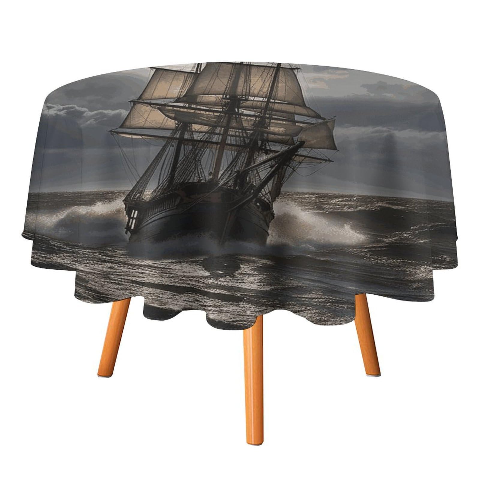 Nappe ronde en polyester décorative d'extérieur pour fête de terrasse et repas de jardin