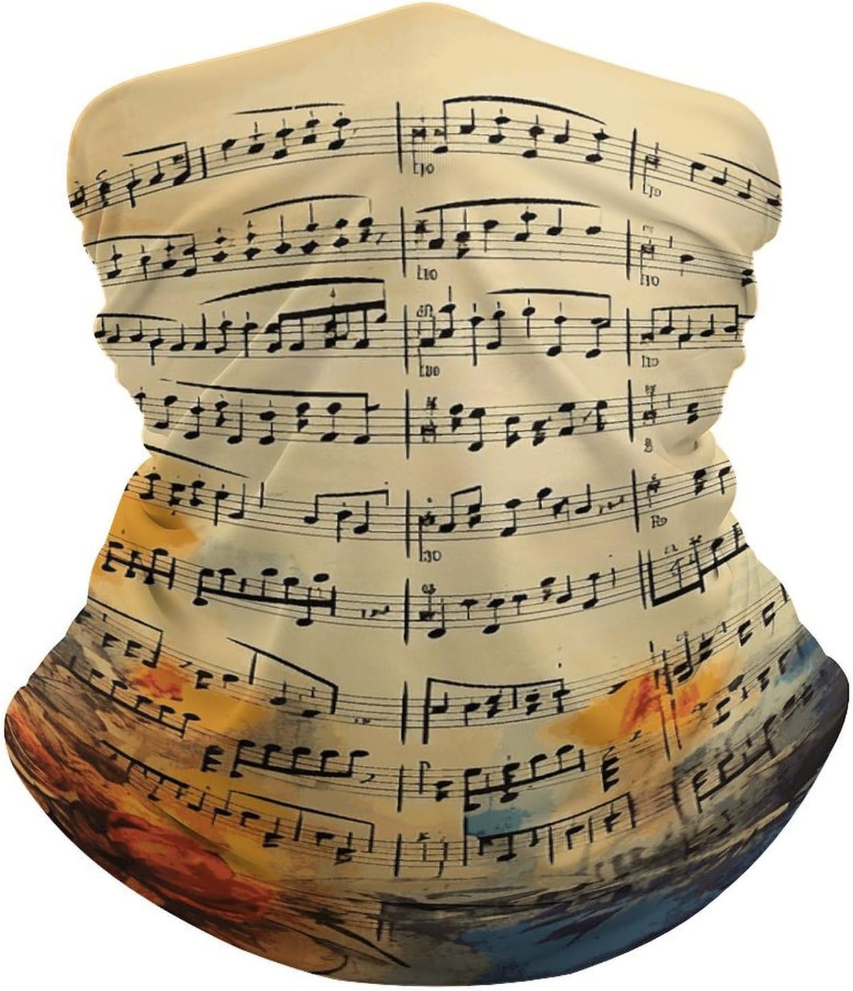 Vintage Music Note Neck Gaiter UV Protection Polyester Face Gaiter Breathable Quick Dry Head Wrap Multifunctional Stretchy Seamless Bandana for Outdoor Cycling Hiking Skiing Running